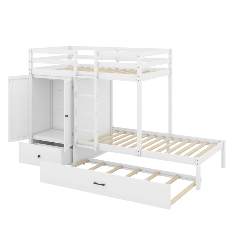 Lit superposé simple avec garde-robe Kadden Kids, Blanc