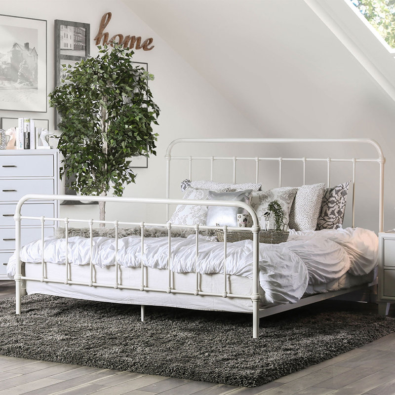 Lakeland Metal Slat Bed, White, King