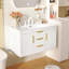 Armoire de salle de bain murale flottante 36 po, 2 tiroirs et armoires, construction de haute qualité, structure, glissière lisse, poignées rouille, finition peinte imperméable, évier 36 po x 18 po, conception peu encombrante,-305860009