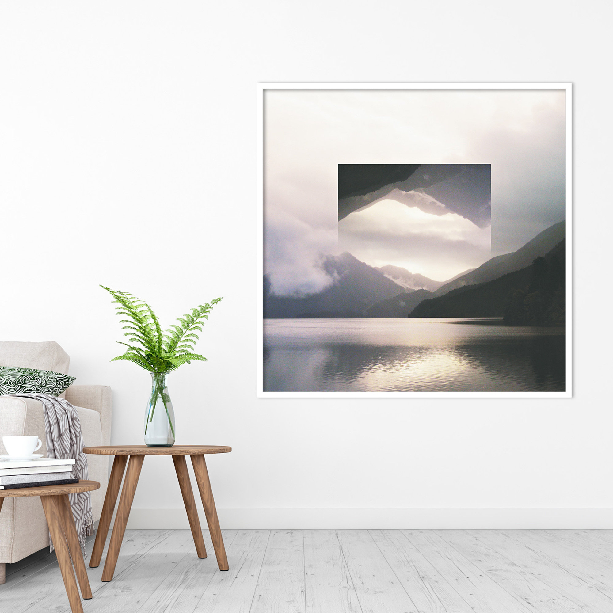 Reflected Landscape by Laura Marshall, White, 41" H x 41" W x 1" D