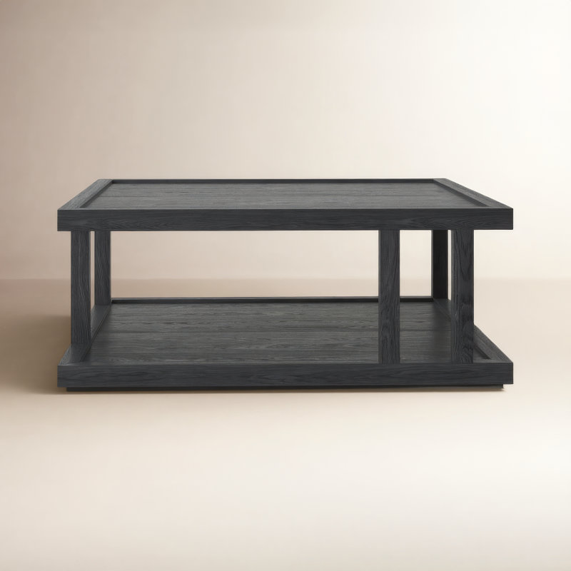 Charley Solid Wood Coffee Table, Drifted Matte Black Veneer