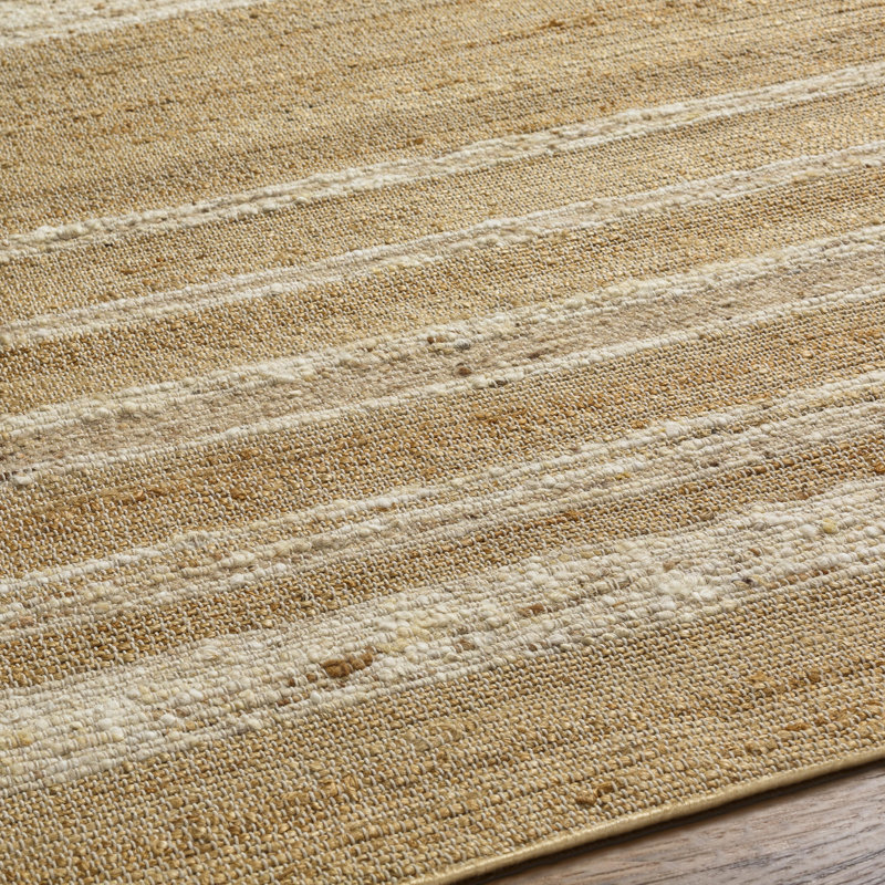 Striped Area Rug in Camel, Ivory, Rectangle 9' x 12'