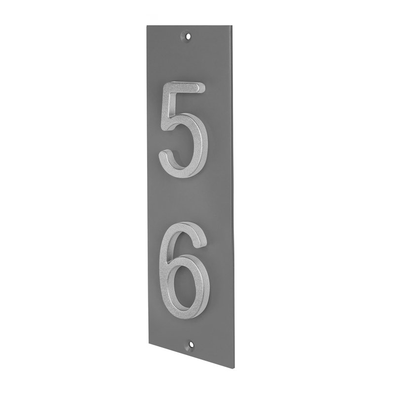 Plaque d'adresse verticale en aluminium Royal Shade, Argent argent, Oui, Gris