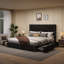 Lit plateforme tapissier avec tiroirs de rangement-2052952989-2052952990