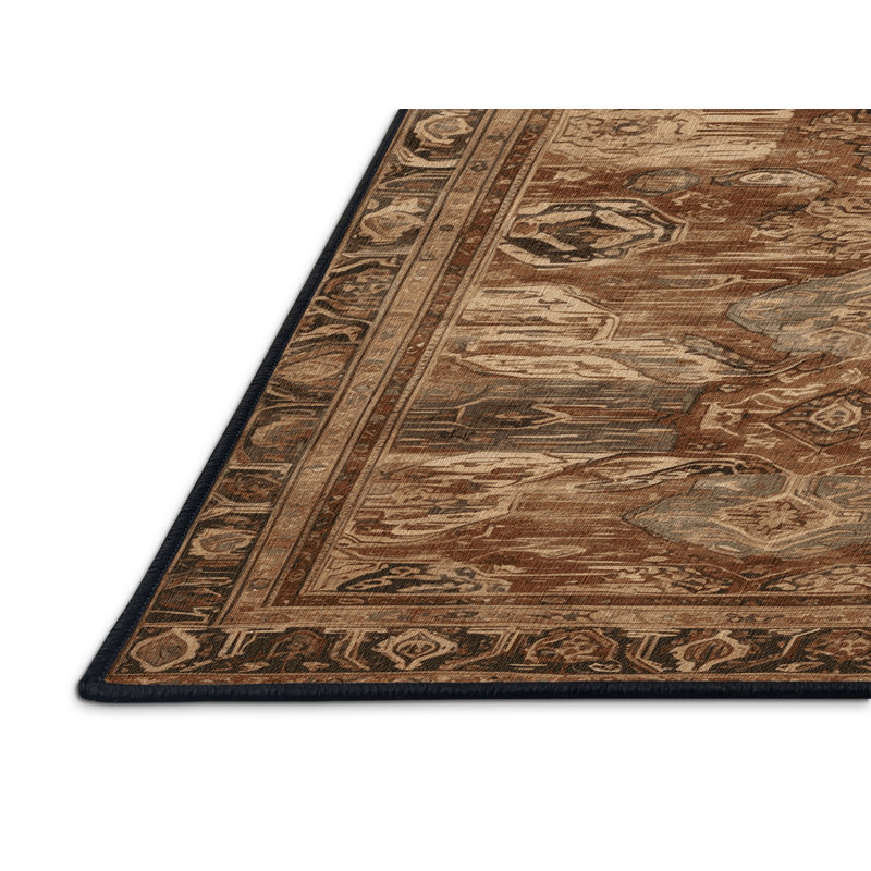 Machine Washable Persian Brown Area Rug, Square 8'