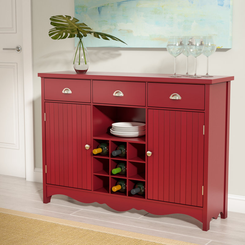 Arborvine Buffet Server Console Table With 9 Bottle Wine Storage