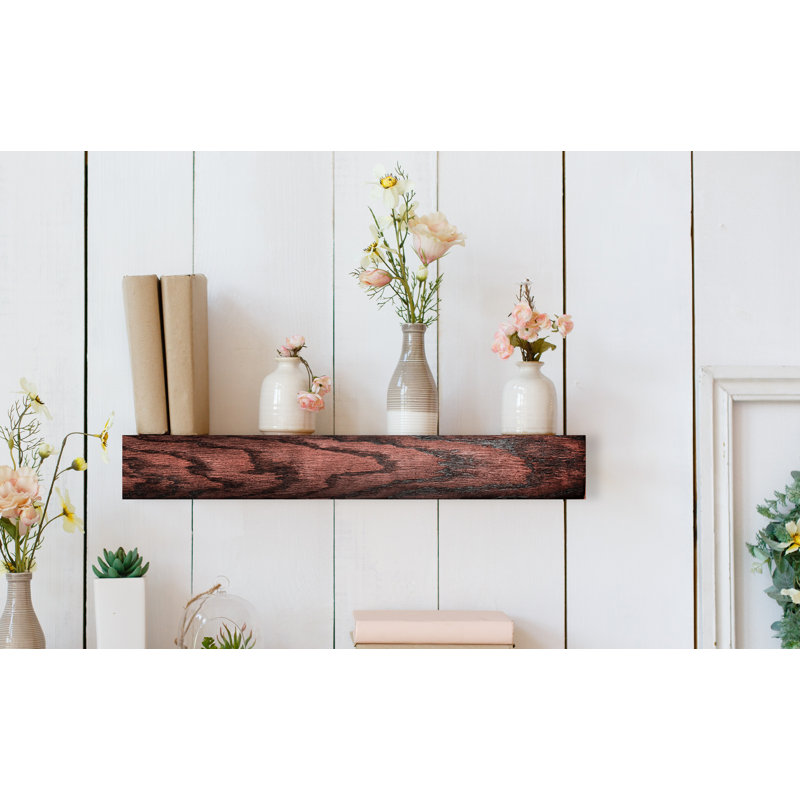 Tablette flottante en bois de chêne massif Blaire, H 6 po x l 24 po x P 4 po, Cerise noir