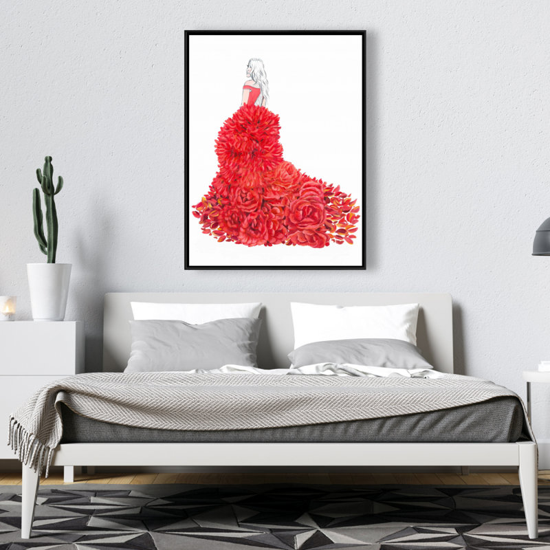 Impression de robe de fleur sur toile, H 48 po x l 36 po