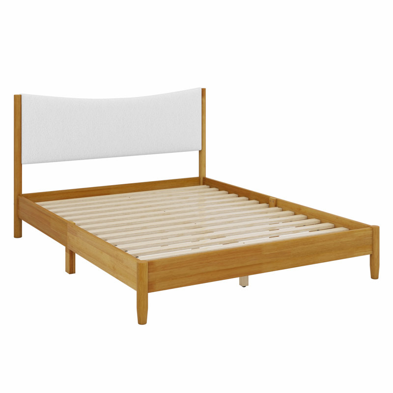 Lit en bois avec tête de lit tapissier