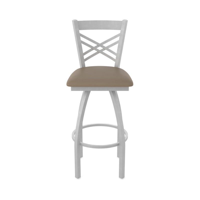 Tabouret pivotant 820 Catalina, Nickel anodisé, Vinyle - naturel Canter, Tabouret de comptoir (siège d'une hauteur de 25 p