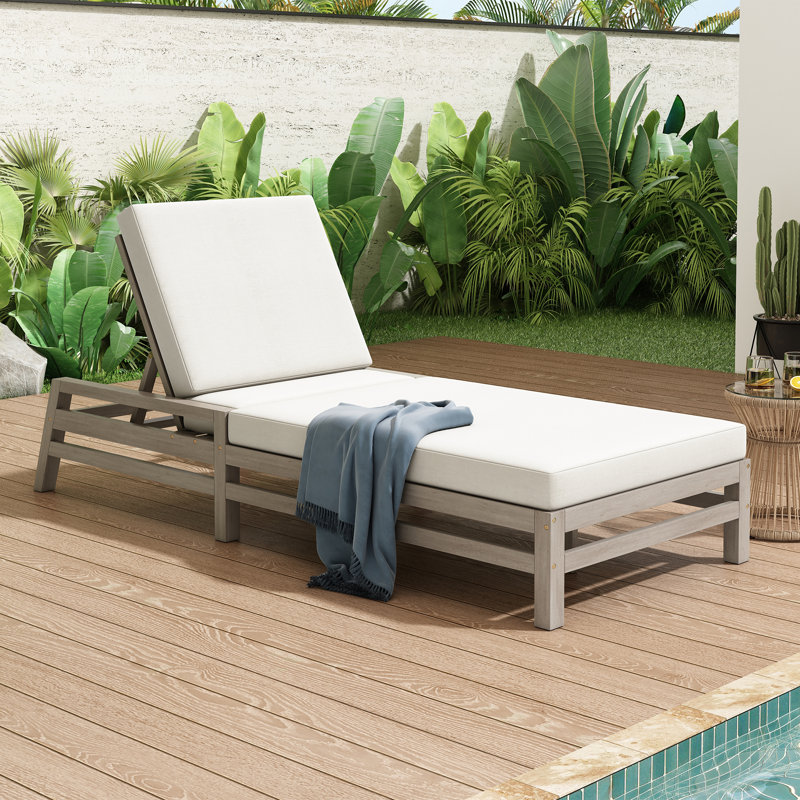 5-Position Adjustable Outdoor Chaise Lounge, Gray