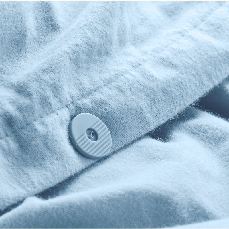 100% Cotton Flannel Duvet Cover Set, Queen Duvet Cover + 2 Standard Shams, Light Blue