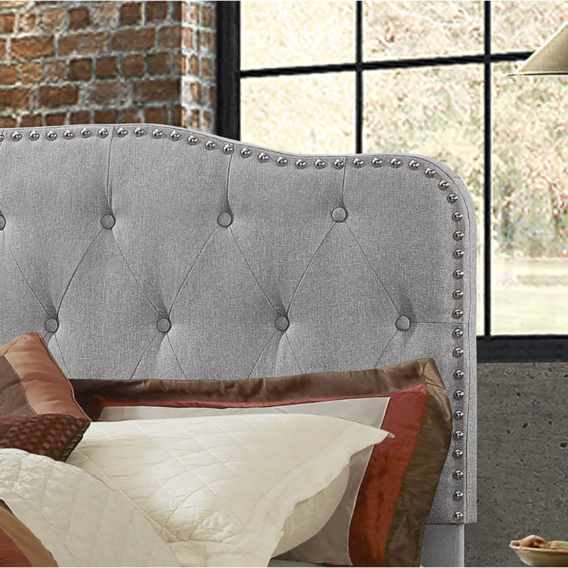 Anzhelika Upholstered Standard Bed, Twin, Smoke Gray Linen