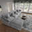 Slipcovered Upholstered Modular Sofa With Ottoman-110374991-110374988