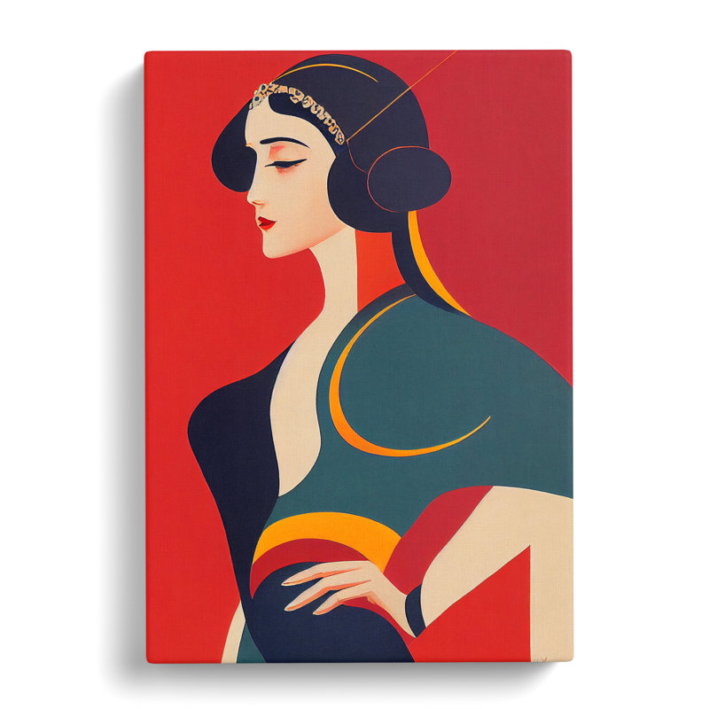 Woman Art Deco Style No.4 - Wrapped Canvas Print, 60cm H x 40cm W x 3cm D