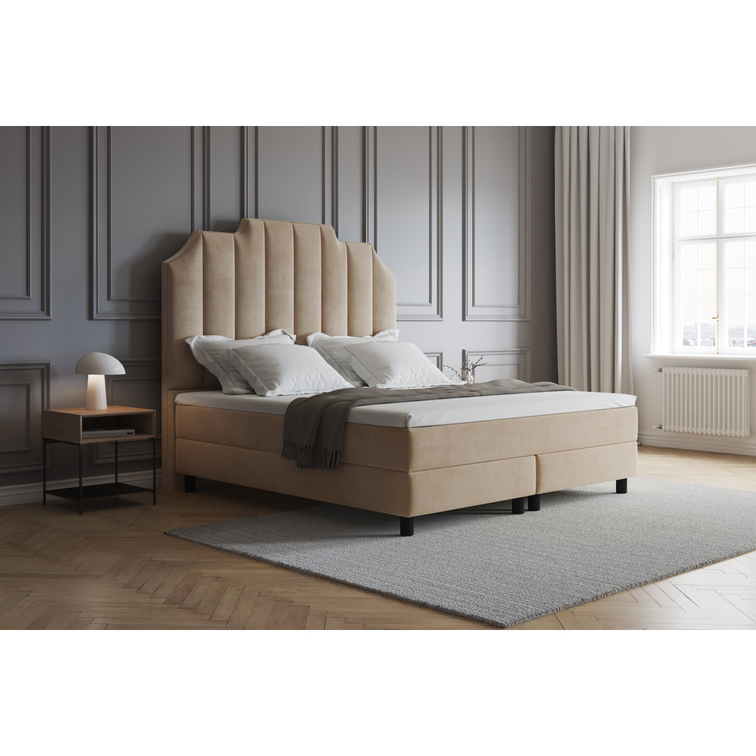 Boxspringbett Adelline mit Premium Visco Topper, mit Samtstoff bezogen