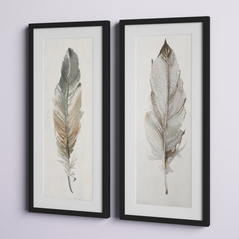 " Neutral Feather I " 2 - Pieces Painting Print