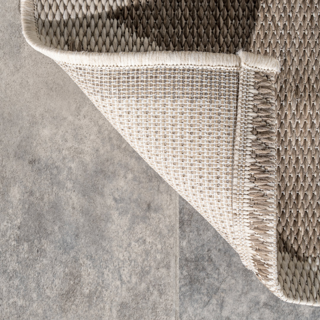 Sidell Geometric Taupe Indoor / Outdoor Area Rug Alcott Hill® Rug 