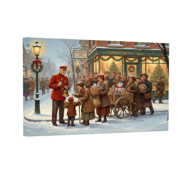 Scène d'aide de Noël, H 16 po x l 24 po