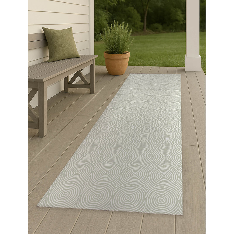 Tapis d'extérieur antidérapant Rolling Circles, Tapis de couloir 2 pi 6 po x 8 pi