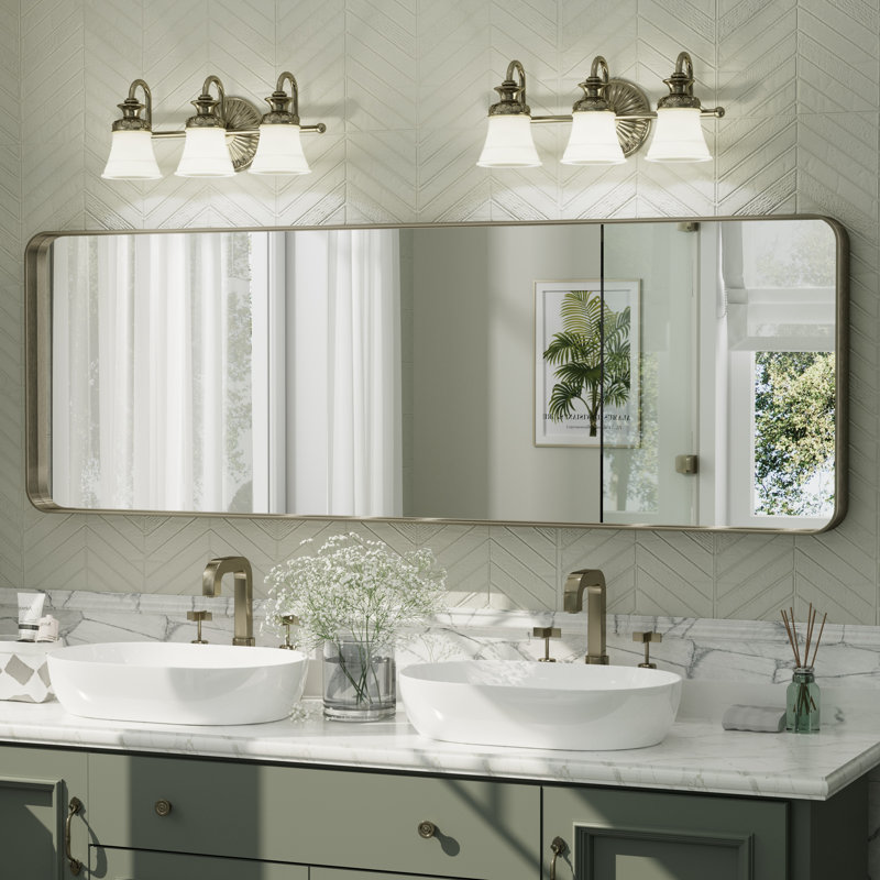 Miroir mural Aevar, 65 po x 22 po, Bronze brossé