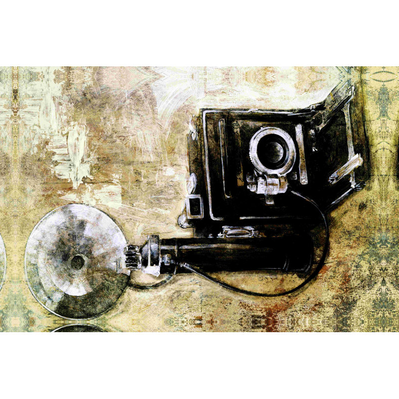 Appareil photo rétro 3 - peinture sur toile tendue, H 8 po x l 12 po