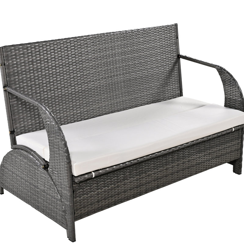 Conception polyvalente pour l'extérieur: 4 sièges et option de table, construction en fer, coussin, conception légère, beige avec conception convertible