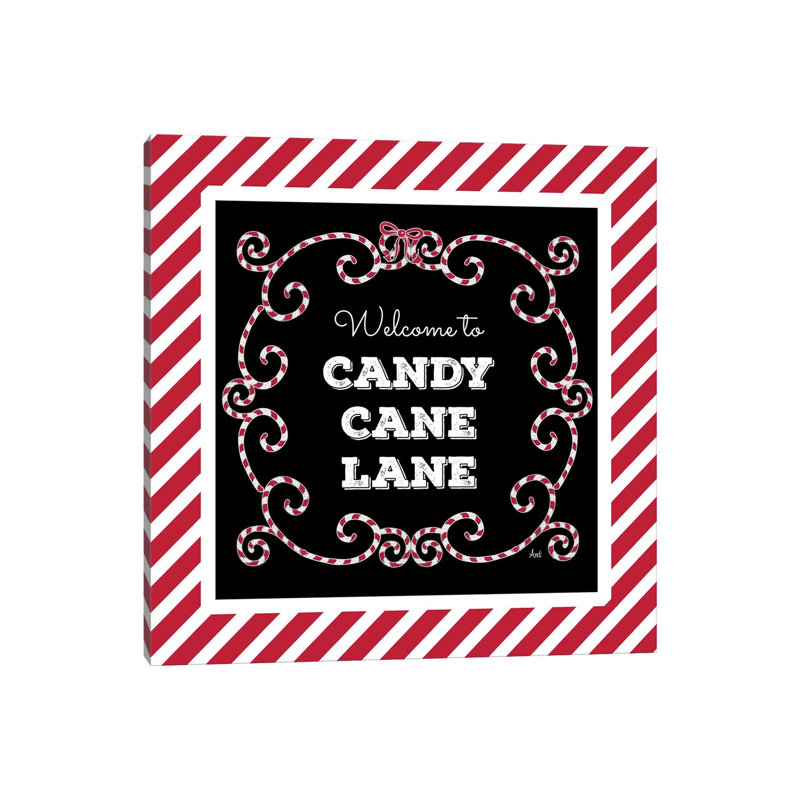 Welcome To Candy Cane Lane by Andi Metz - Wrapped Canvas Print, 45.72 cm H x 45.72 cm W x 1.91 cm D