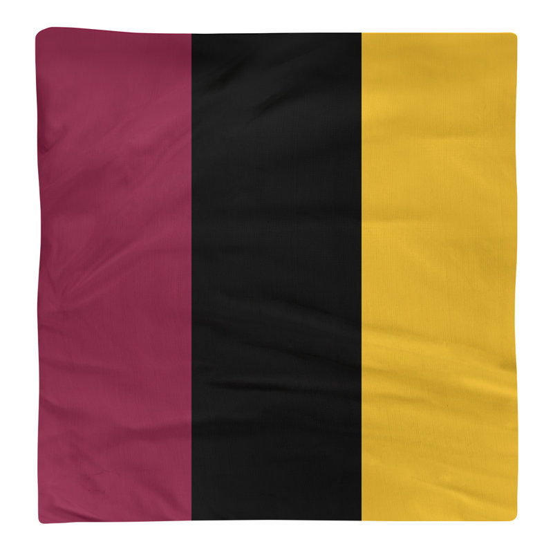 Striped Square Napkin, Maroon/Black/Yellow, Cotton Twill, 10" H x 10" W x 0.25" D