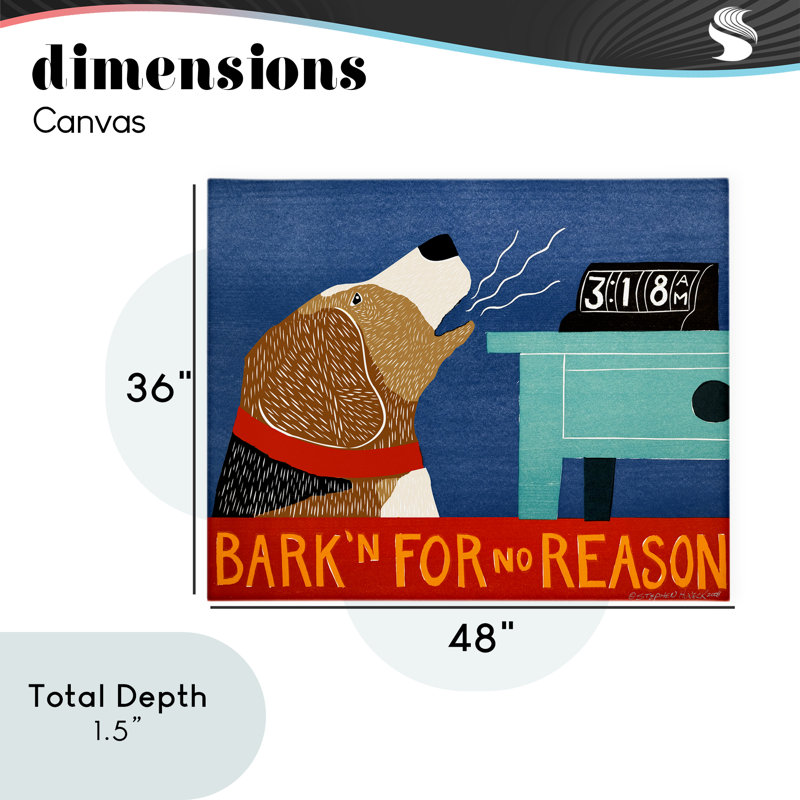Toile Bark'n For No Reason, conception par Stephen Huneck, H 36 po x l 48 po
