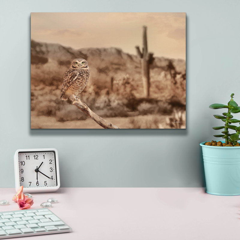 «Epic Graffiti» «Desert Owl» par Lori Deiter, art mural sur toile, 26 po x 18 po, H 12 po x l 16 po