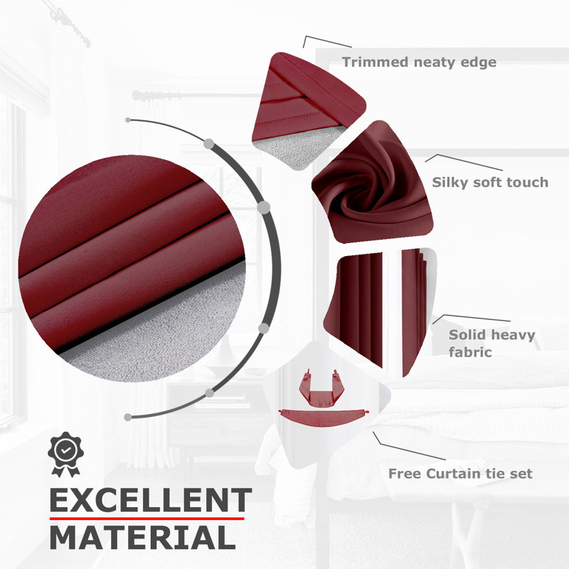 Maroon Blackout Polyester Grommet Curtain Panels for Nursery