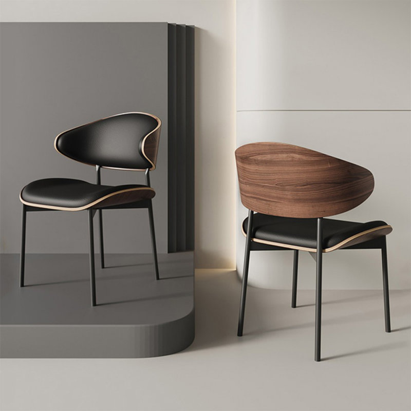 Black Solid back side Chair(Set of 2)