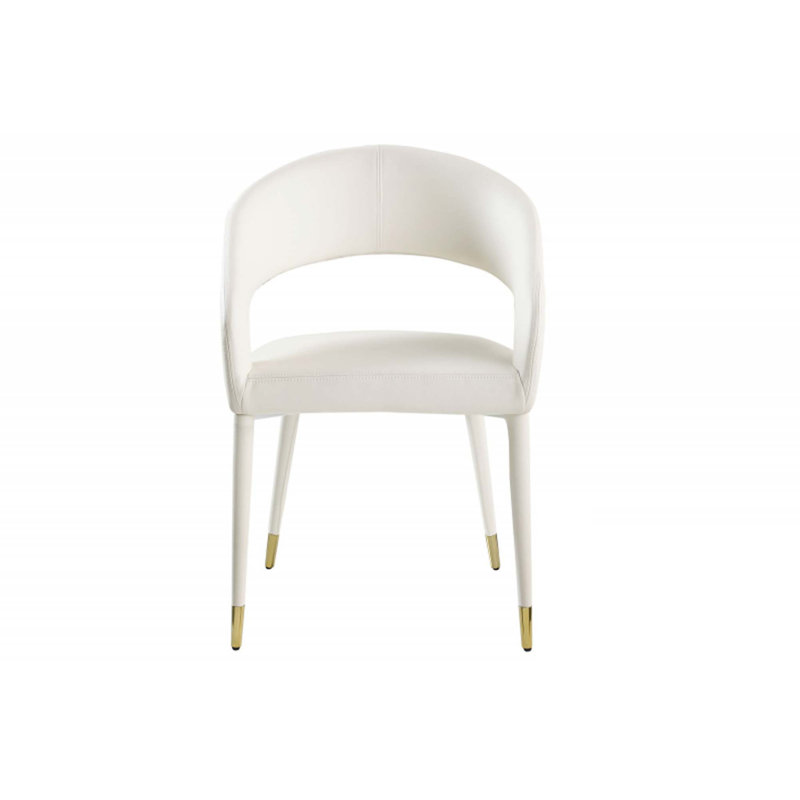 Ensemble de chaises de salle à manger modernes en similicuir avec dossier incurvé, Crème