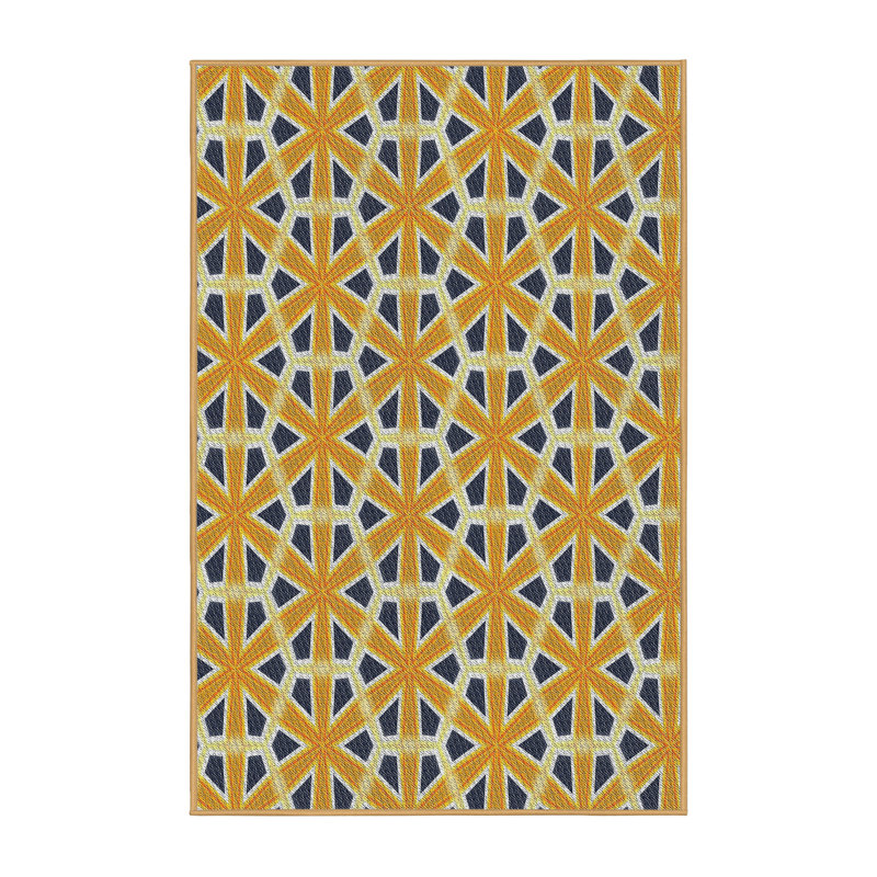 Tapis jaune/noir tissé à la machine, Rectangle 3 pi x 5 pi
