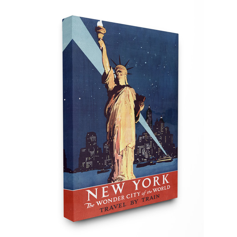 « new york liberty statue », affiche rétro, Toile tendue, H 20 po x l 16 po