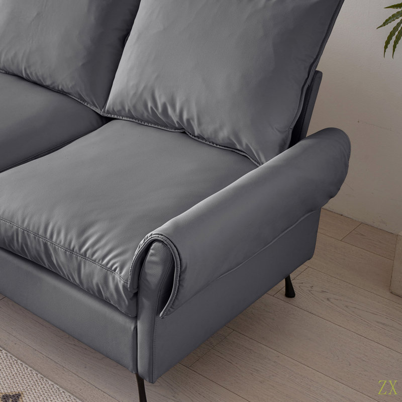 Canapé modulaire en L 104,5 po en cuir technique avec repose-pieds convertible