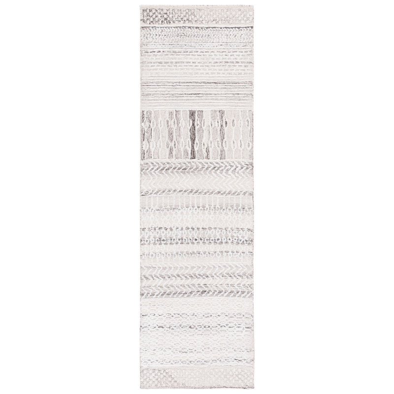 Tajolosa Hand Tufted Viscose/Wool Southwestern Rug in Natural/Ivory, Runner 2'3" x 8'