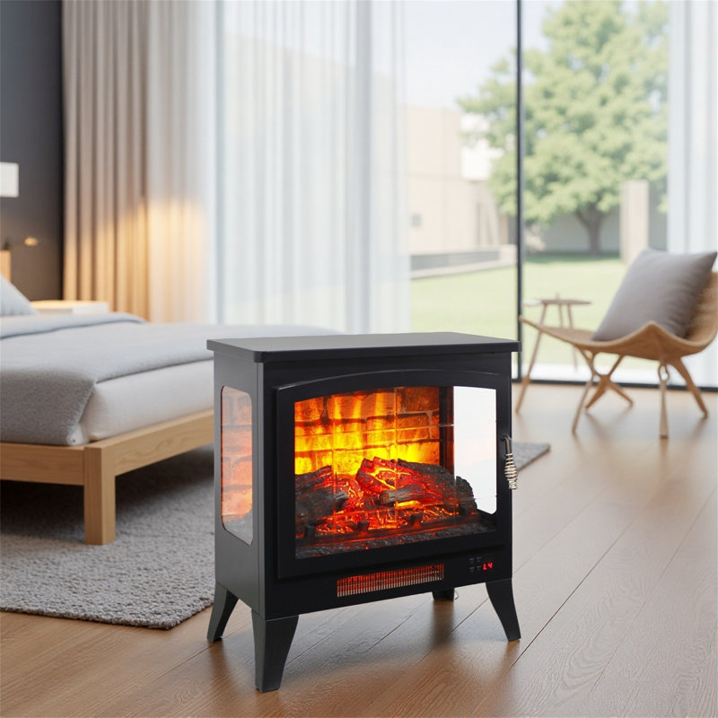 Remote-controlled Freestanding Electric Fireplace With 3d Flame Effect