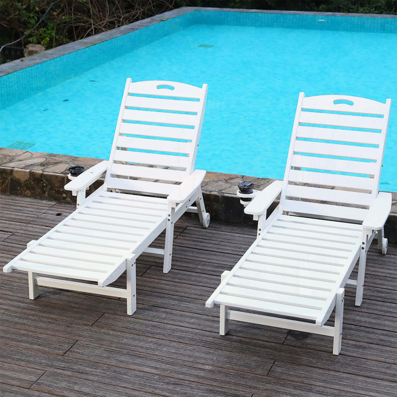 Chaise longue durable pour l'extérieur, dossier réglable à 4 positions, durable et résistant aux intempéries, Blanc