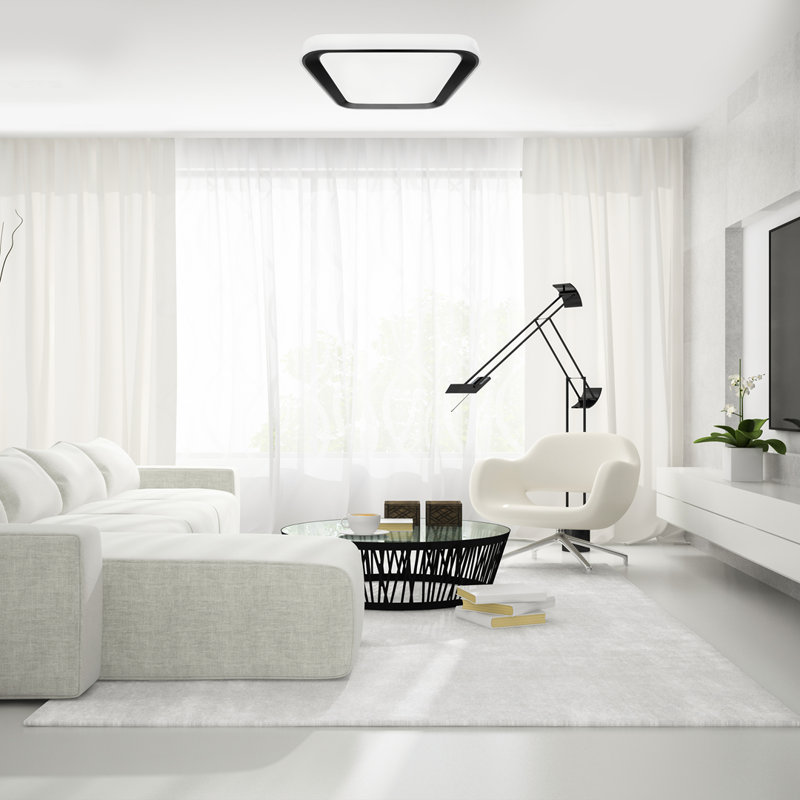 Quadro Plastic LED Flush Mount, 8cm H x 50 cm W x 50 cm D, Black