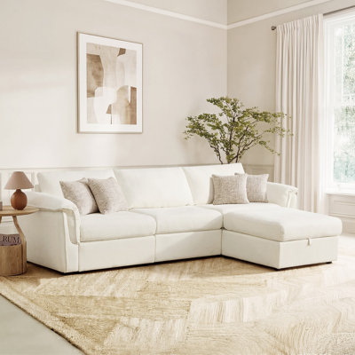 Elysion 122" W Modern 4-Piece Upholstered Modular Sectional Sofa With Ottoman
