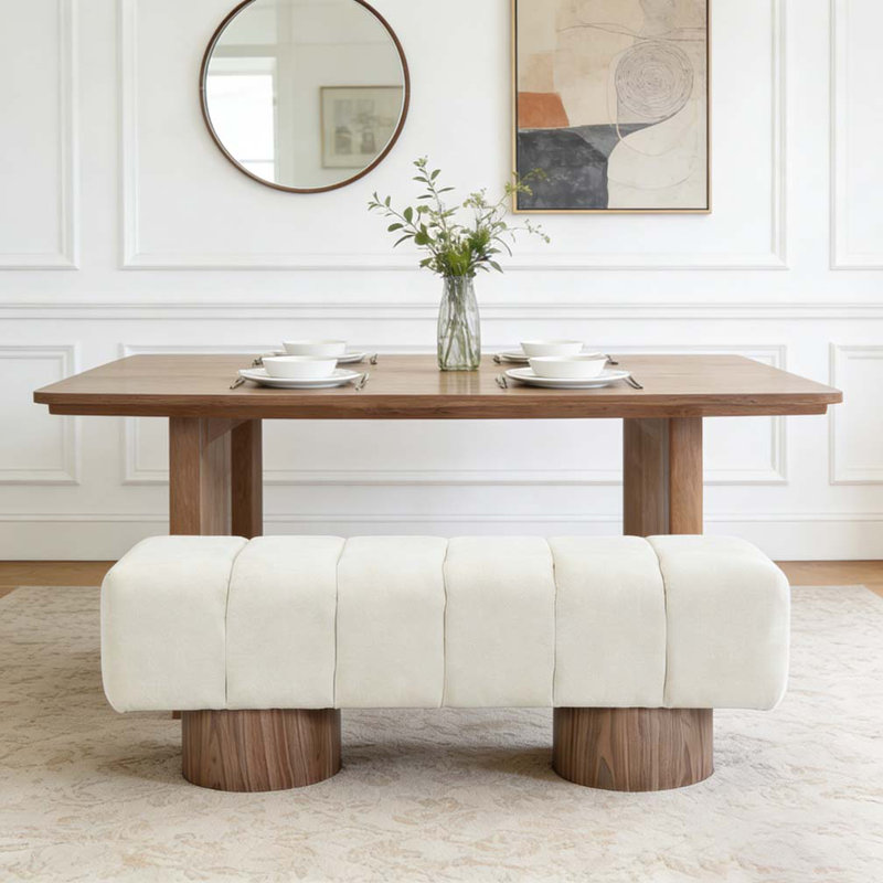 Upholstered Dining Bench for Dining Room, Beige