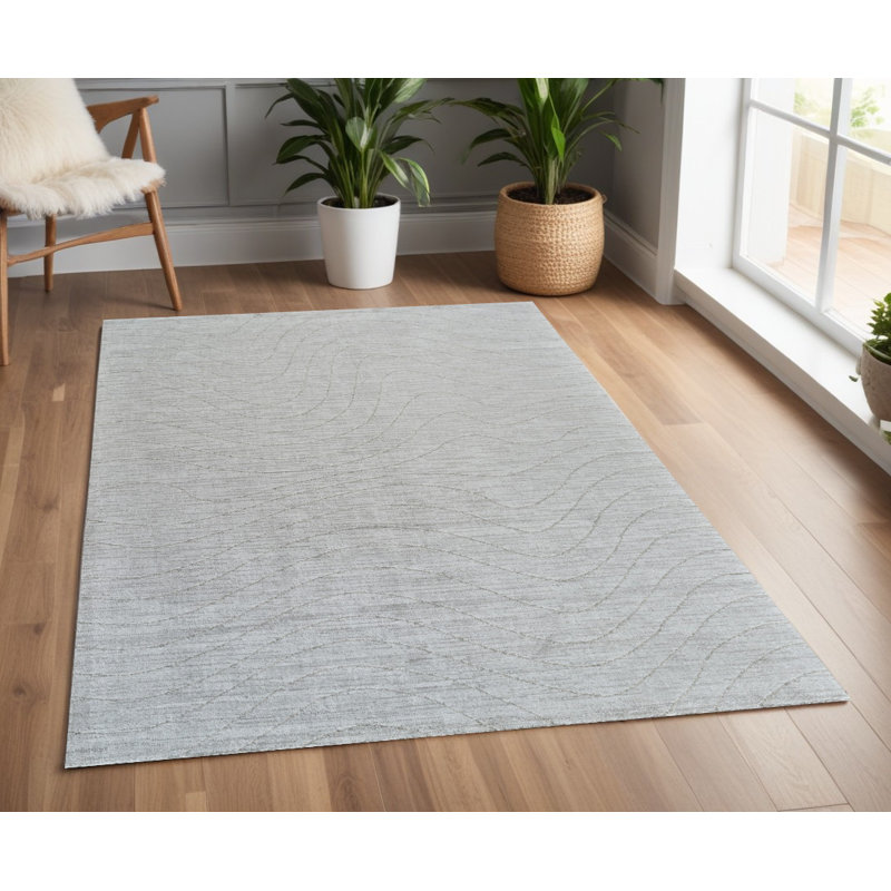Tapis abstrait gris antidérapant 4 pi x 6 pi