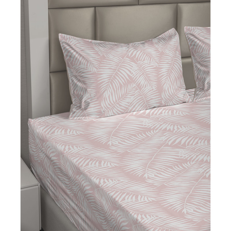 Microfiber Sheet Set, King Sheet Set with 2 Pillowcases, Rose/White Floral