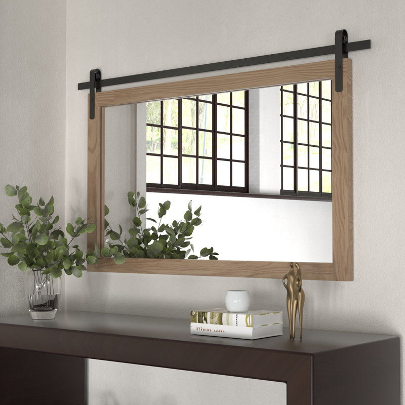 Miroir d'appoint mural rectangulaire, Brun rustique, 26 po x 40 po