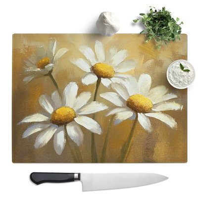 Daisies Flowers Vol.3  Glass Chopping Board