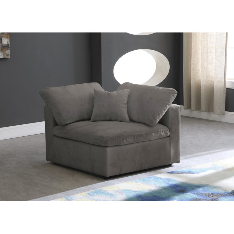 Fauteuil en velours et demi Cozy, Velours gris velours