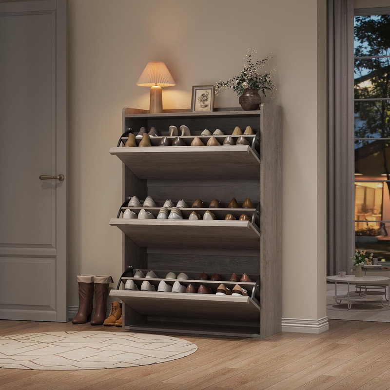 24 Pair Flip Down Shoe Storage, Matte Black