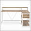 Bureau de bureau en L de 55 pouces avec rehausse de moniteur, tiroirs et tablettes de rangement pour petits espaces, table d'écriture Farmhouse